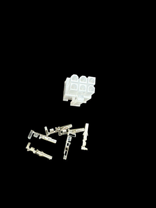 Schwintek style 6 circuit male/female connector with pins and sockets (view 1) – SkillAbove RV Tech Tools